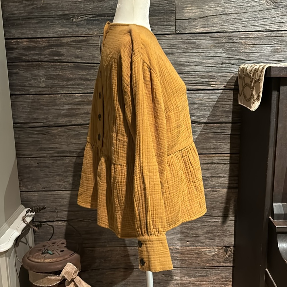 Madewell Mustard Peplum Long-Sleeve Top - Picture 8 of 10